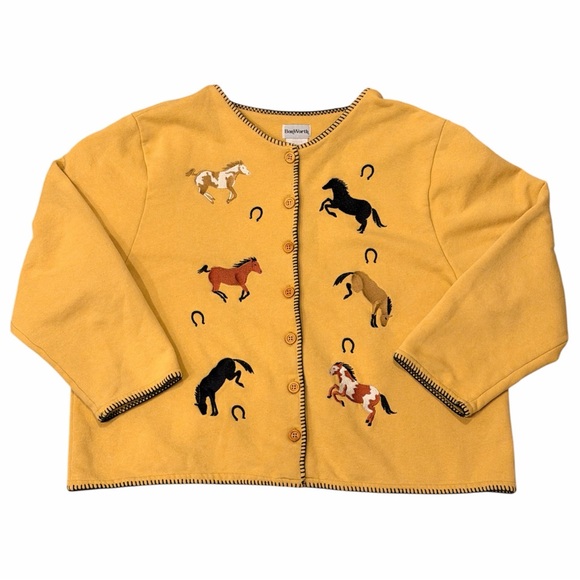 BonWorth Sweaters - Western Horse Embroidered Sweater Cardagain